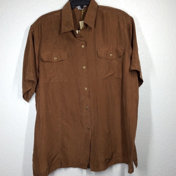 Express Tops - Vintage Compagnie Internationale Express 100% Silk Shirt w/ Shoulder Pads NWT